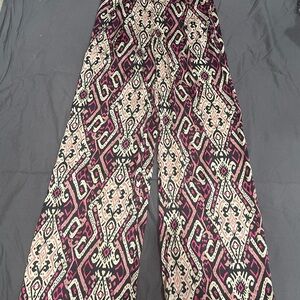 Banana Republic Black, Pink & Cream Wide-Leg Printed Pants